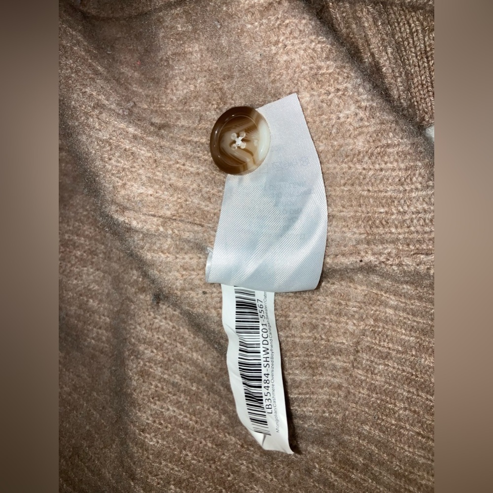 QUINCE 100% Cashmere Fisherman Boxy Cropped Cardigan Sweater oatmeal Size Small - Picture 10 of 11